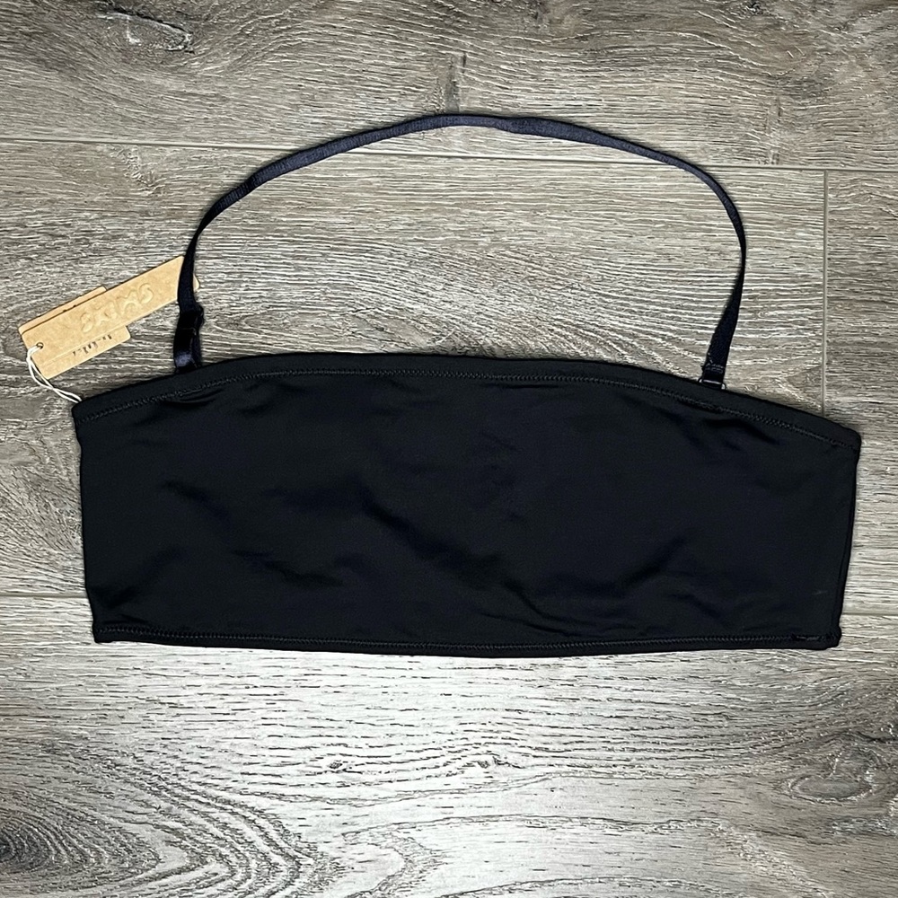 Skims Swim Bandeau Bikini Top In Onyx Black Size Large Removable Strap NWT